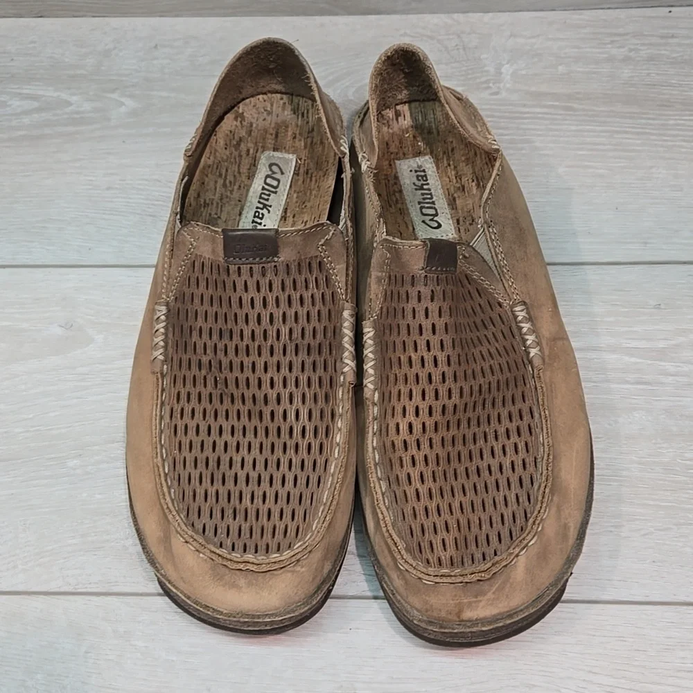 Olukai Mens Leather Loafer Slip on shoes sz 10.5